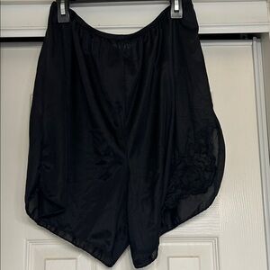 Vintage Black Nylon Sleep shorts with Lace Detail
